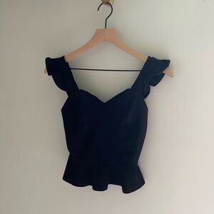 Anthropologie‎ Eri + Ali black structured peplum top size XS